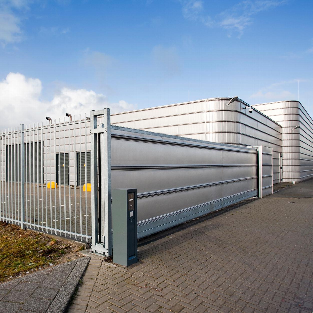 Commercial facility with electric security gate